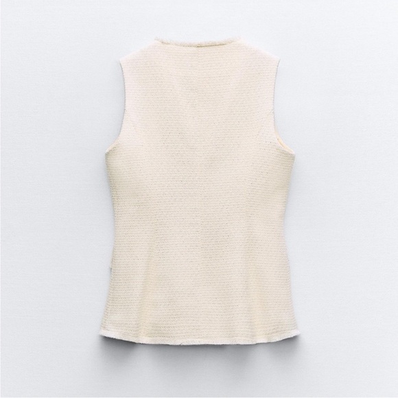 ZARA STRUCTURED METALLIC THREAD LONG VEST - Picture 7 of 7